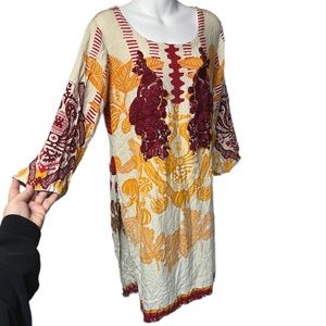 Boho Embroidered Pullover Tynic Top Kaftan Size Small or Medium